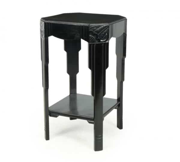 Art Deco Ebonised Piano Black Side Table