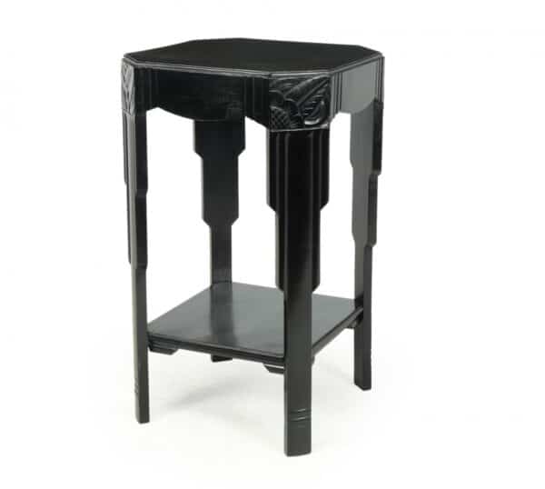 Art Deco Ebonised Piano Black Side Table art deco Antique Tables 3