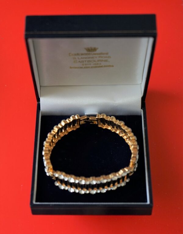 A Vintage Designer 50s Black Enamel RHINESTONE BRACELET – Boxed Jewellery / Birthday Present - Image 3