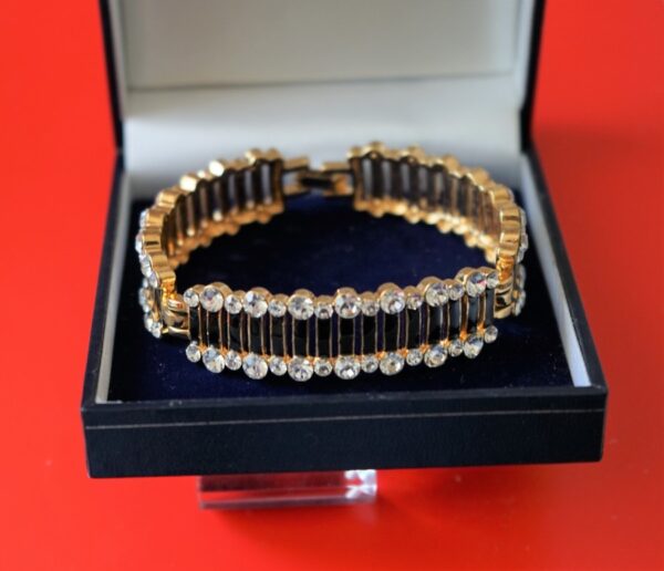 A Vintage Designer 50s Black Enamel RHINESTONE BRACELET – Boxed Jewellery / Birthday Present A B Necklace Antique Bracelets 3