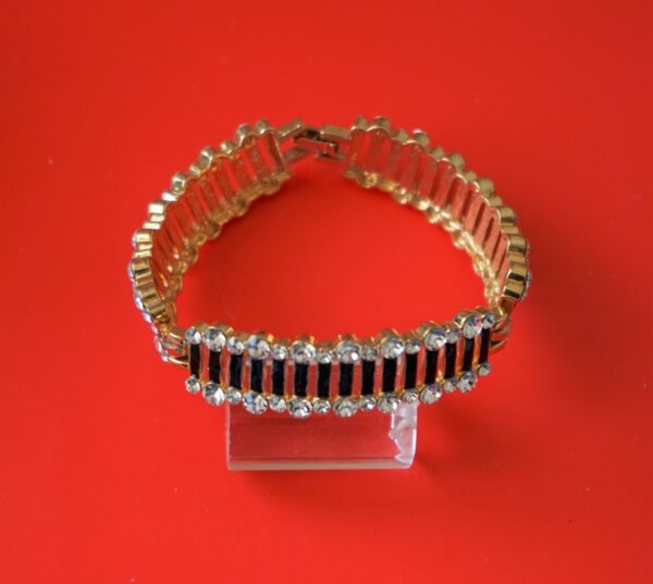 A Vintage Designer 50s Black Enamel RHINESTONE BRACELET – Boxed Jewellery / Birthday Present - Image 4