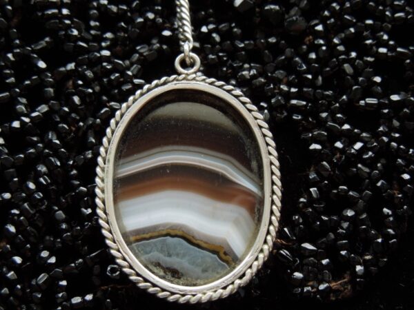 Silver Set Banded Agate Pendant - Image 6
