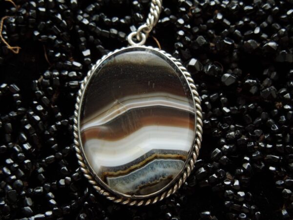 Silver Set Banded Agate Pendant - Image 3