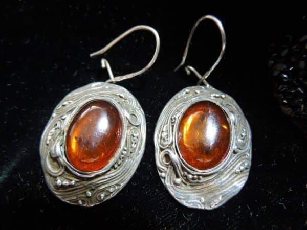 Silver Amber Drop Earrings Miscellaneous 4