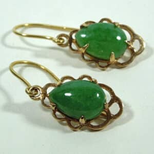 9ct Gold Jade Drop Earrings Jade Earrings Antique Jewellery 3