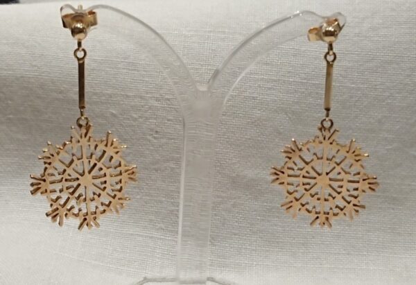 9ct Gold Snowflake Drop Earrings earrings Antique Jewellery 3