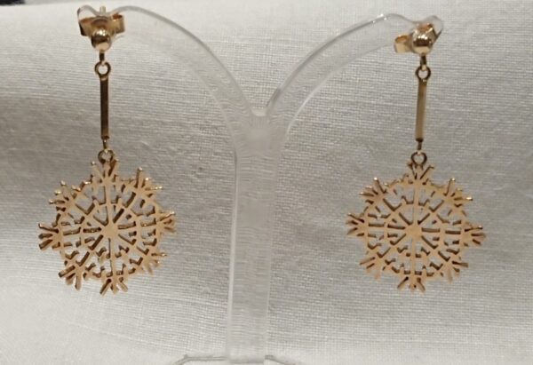 9ct Gold Snowflake Drop Earrings