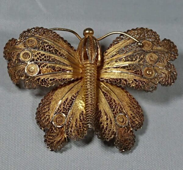 Vintage Silver Gilt Butterfly Brooch