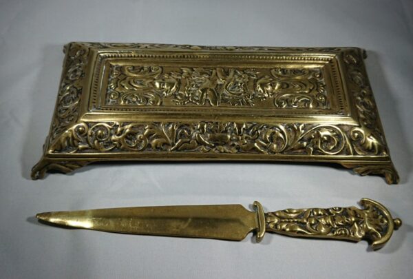 Victorian Polished Bronze Desk Set