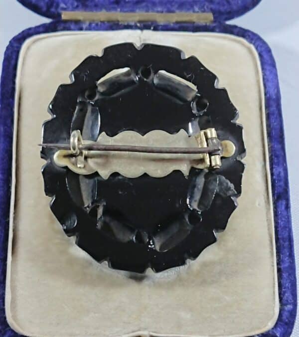 Antique Whitby Jet Cameo Brooch - Image 2