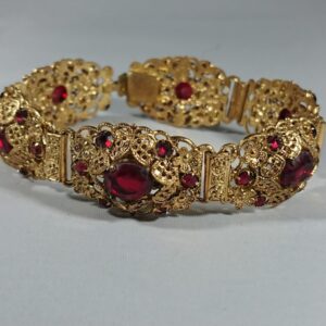 Vintage Filligree Red Stone Paste Bracelet 1920’s/30’s Miscellaneous