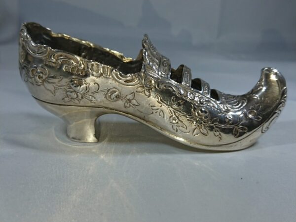 Antique German Silver Shoe 1880 with UK Import Duty Marks
