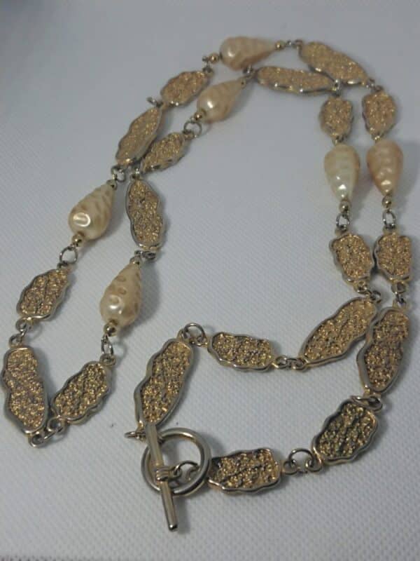 Vintage Faux Pearl and Nugget Necklace
