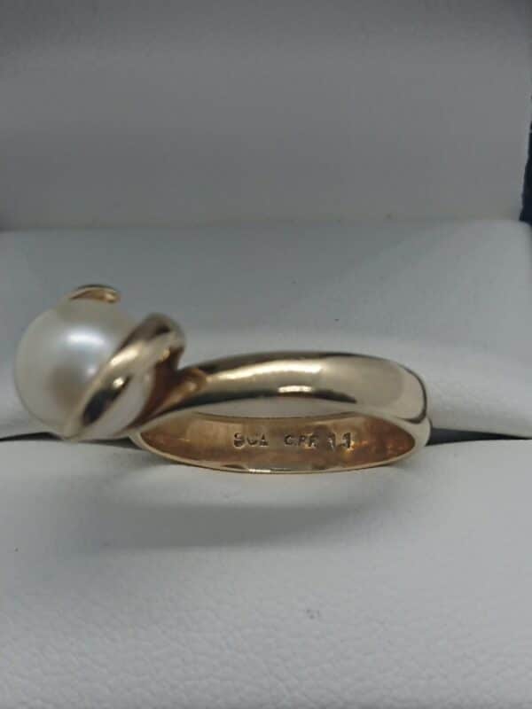 Vintage 9ct Gold Cultured Pearl Ring Cultured pearl Antique Jewellery 5