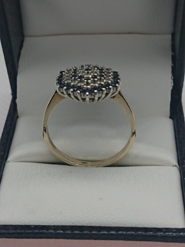 Vintage 9ct Gold Diamond and Sapphire Cluster Ring Cluster Ring Antique Jewellery 4