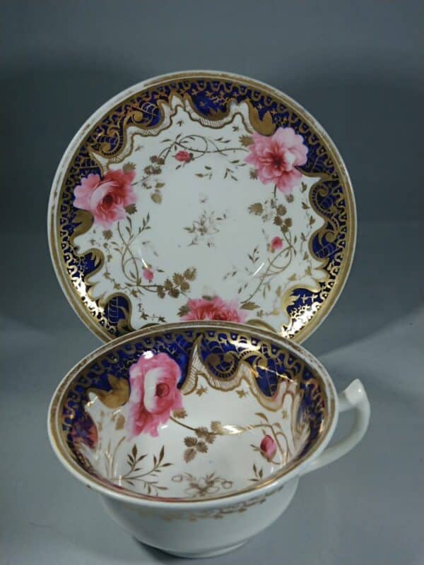 Antique Early Victorian Teacup and Saucer c1840 - Image 3
