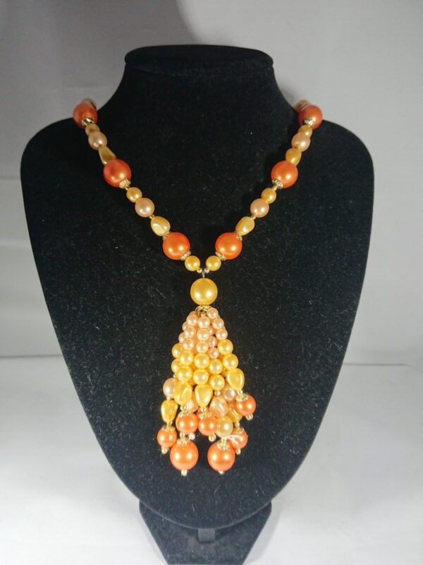 Fun Vintage 1950's Orange Faux Pearl Bead Necklace