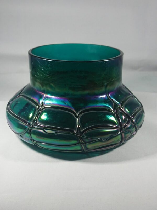 Antique Iridescent Green Glass Vase by Kralik Bohemian glass Antique Glassware 4