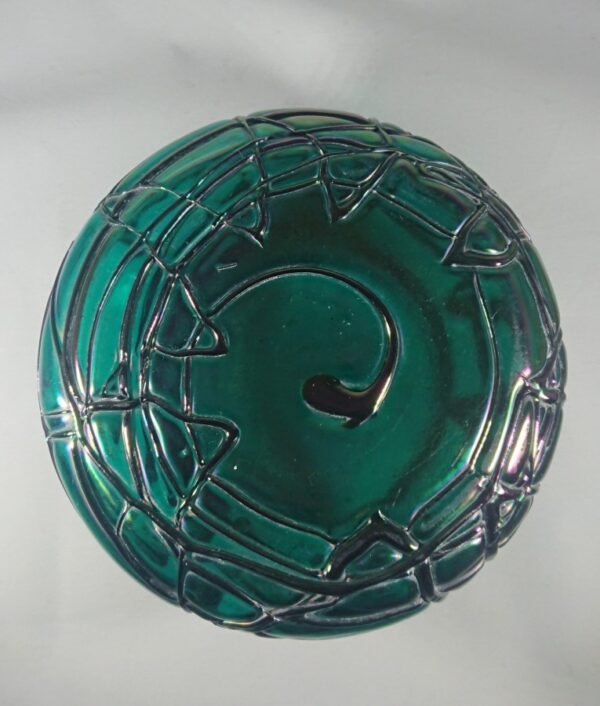 Antique Iridescent Green Glass Vase by Kralik Bohemian glass Antique Glassware 5