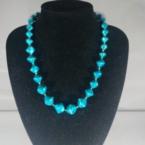 1950’s Dark Turquoise Faux Pearl Bead Necklace beads Antique Jewellery 3