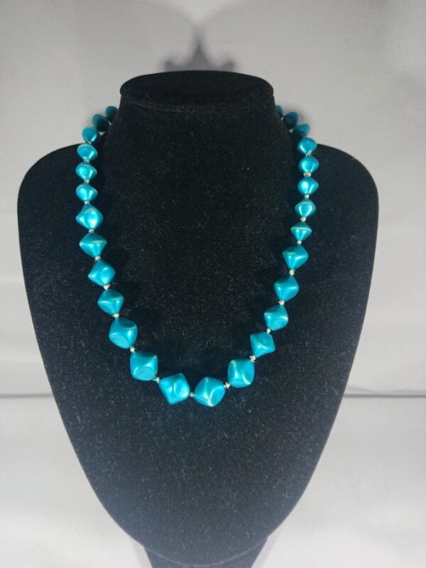 1950’s Dark Turquoise Faux Pearl Bead Necklace beads Antique Jewellery 3