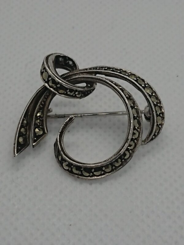 Vintage Silver Marcasite Brooch - Image 2