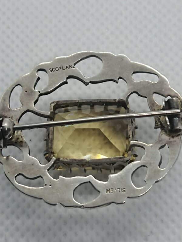 Antique Scottish Silver and Citrine Brooch - Image 2