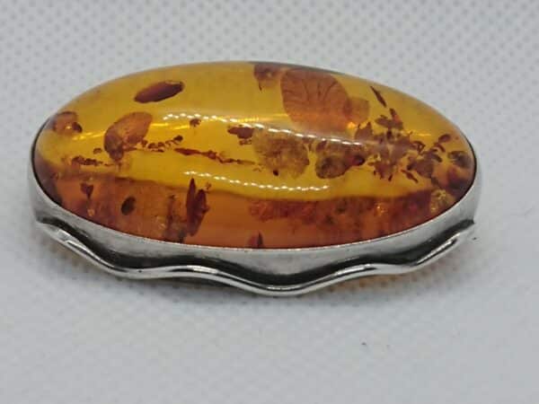 Silver Amber Brooch