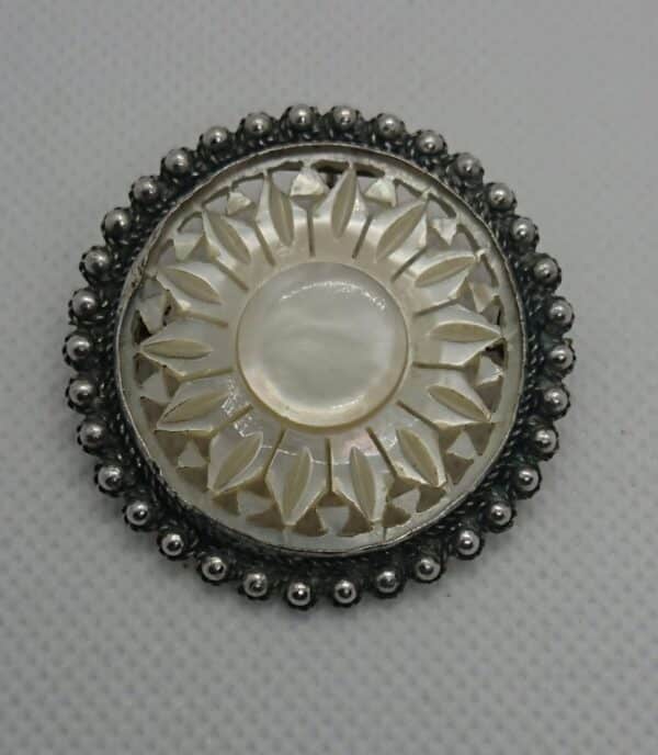 Antique Silver and Mother Of Pearl Brooch Pendant brooch Antique Jewellery 3