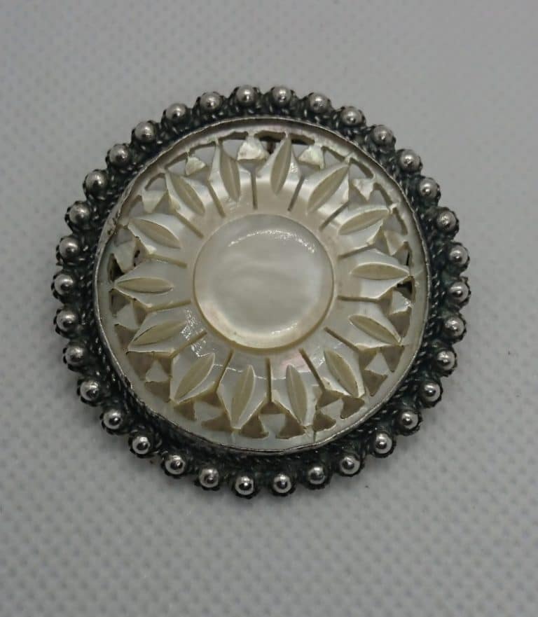 Antique Silver and Mother Of Pearl Brooch Pendant
