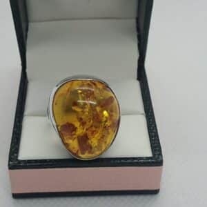 Chunky Silver Amber Ring Amber Antique Jewellery