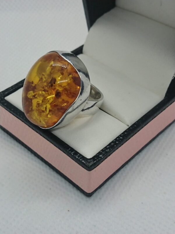 Chunky Silver Amber Ring Amber Antique Jewellery 4