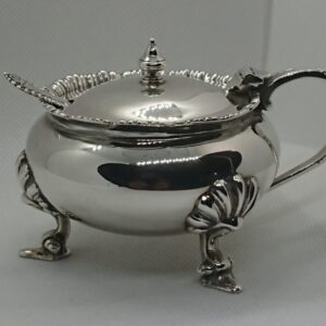 Solid Silver Mustard Pot with Spoon London 1968 Miscellaneous