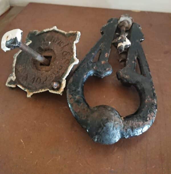Large Victorian Period Cast Iron Door Knocker Dated 1873 - Image 2