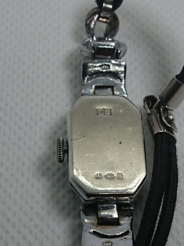 SOLD Ladies Art Deco Silver and Diamante Watch 1937 - Image 5