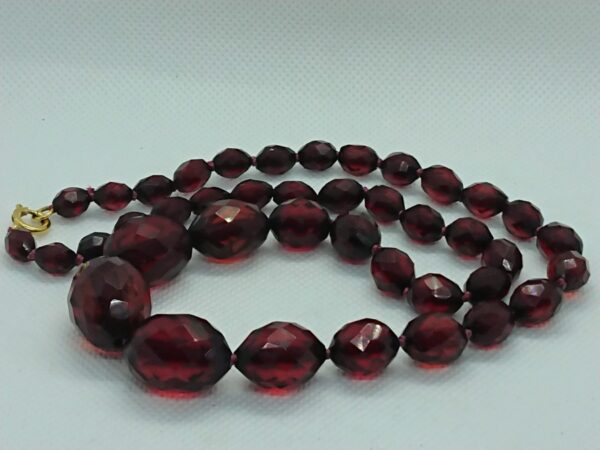 SOLD - Faceted Cherry Amber Bead Necklace - Image 4
