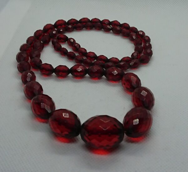 Antique Faceted Cherry Amber Bead Necklace Amber Antique Jewellery 5
