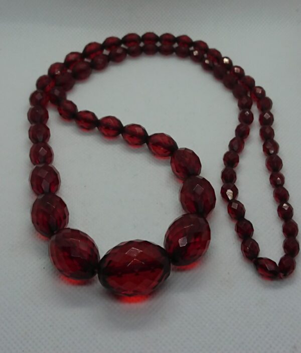Antique Faceted Cherry Amber Bead Necklace Amber Antique Jewellery 4