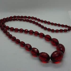 Antique Faceted Cherry Amber Bead Necklace Amber Antique Jewellery