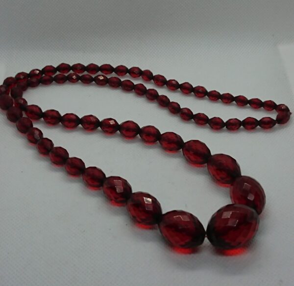 Antique Faceted Cherry Amber Bead Necklace