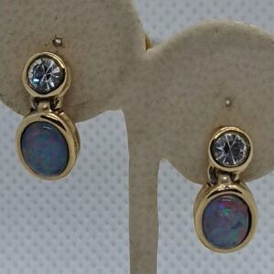 Vintage Black Opal and Diamante Clip on Earrings black opal earrings Antique Jewellery 3