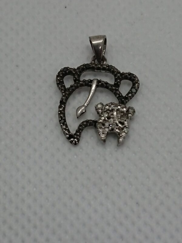 Black and White Diamond Pendant set in Silver - Image 2