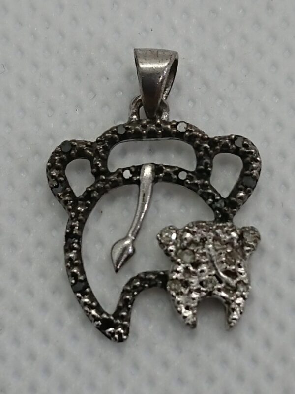 Black and White Diamond Pendant set in Silver black diamonds Antique Jewellery 3