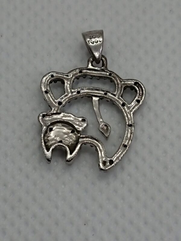 Black and White Diamond Pendant set in Silver - Image 3