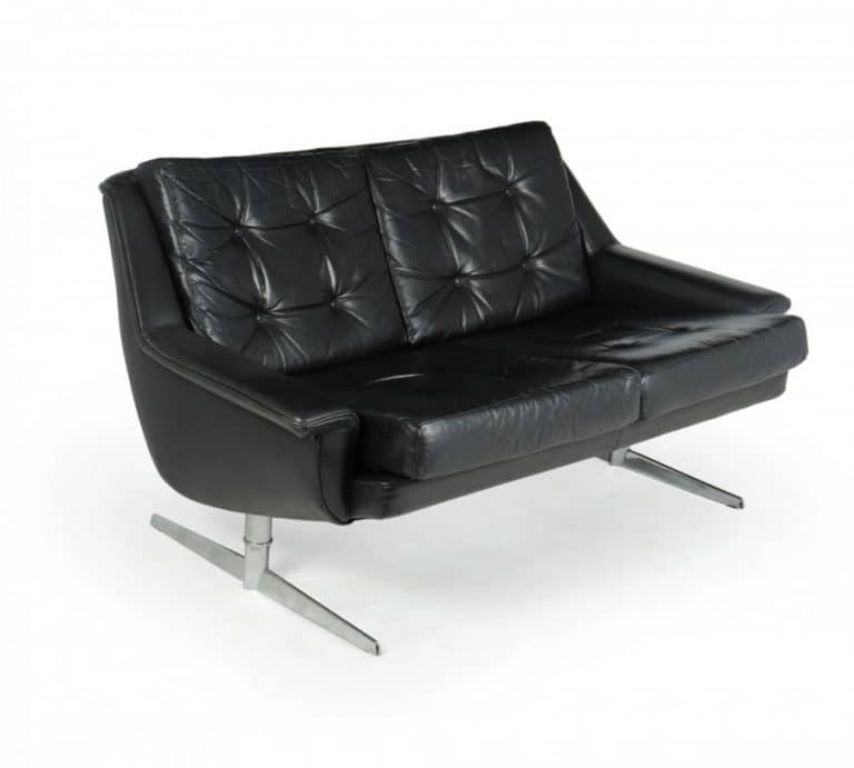Danish Mid Century Leather Sofa by Werner Langenfeld for ESA