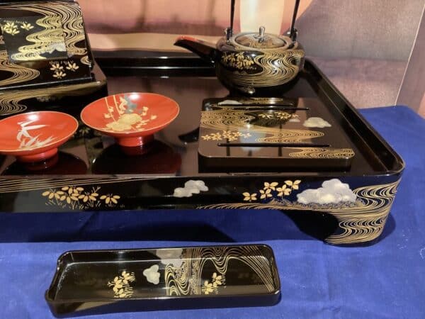 Lacquered sake and bento set bento Antique Boxes 9