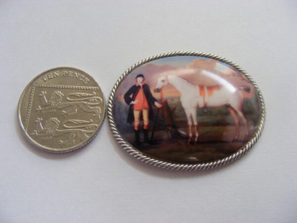 Exquisite Enamel on Copper Equestrian Scene Racing Horse c1790 Silver Georgian Riding