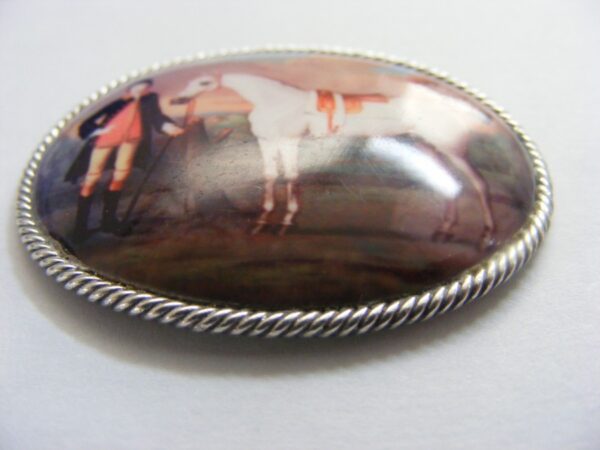 Exquisite Enamel on Copper Equestrian Scene Racing Horse c1790 Silver Georgian Riding - Image 3