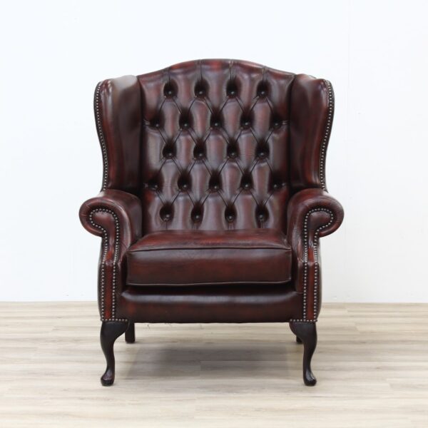 Red leather Chesterfield Armchair armchair Antique Chairs 4