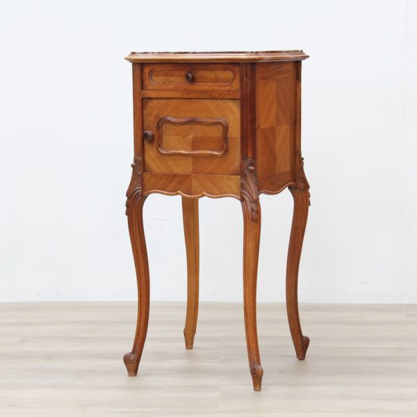 French Walnut Marble Topped Pot Cupboard